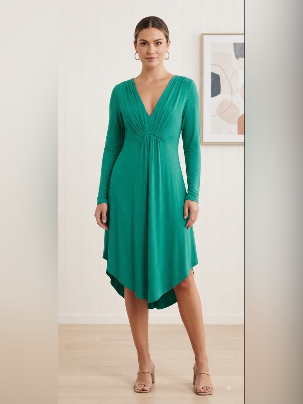 Seven Times Seven Chic Kelly Green Long Sleeve Dress NWT Size Medium